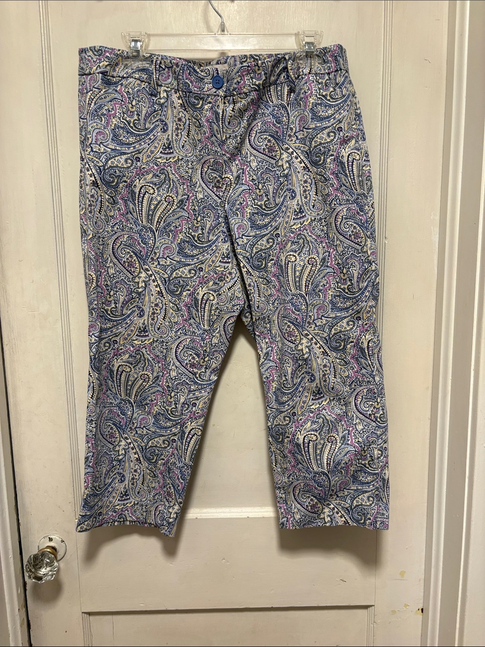 Talbots Purple, Blue, and Yellow Paisley Capri Pants in 12 Petite